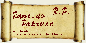 Ranisav Popović vizit kartica